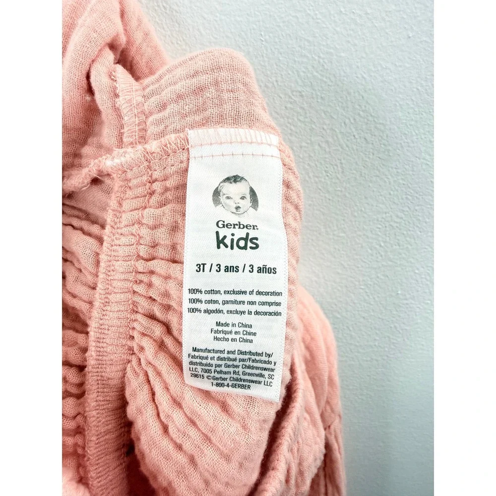 NWT Gerber Kids Girls Coral Pink Cotton‎ Gauze Halter Romper Jumpsuit 3T Spring